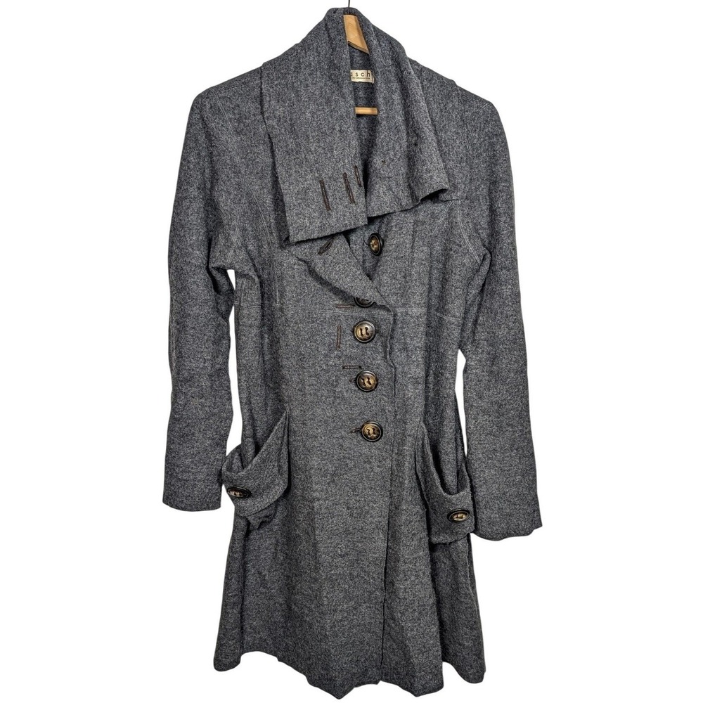 Casch‎ Gro Abrahamsson Anthro Grey Boiled Wool Asymmetrical Coatigan jacket 38
